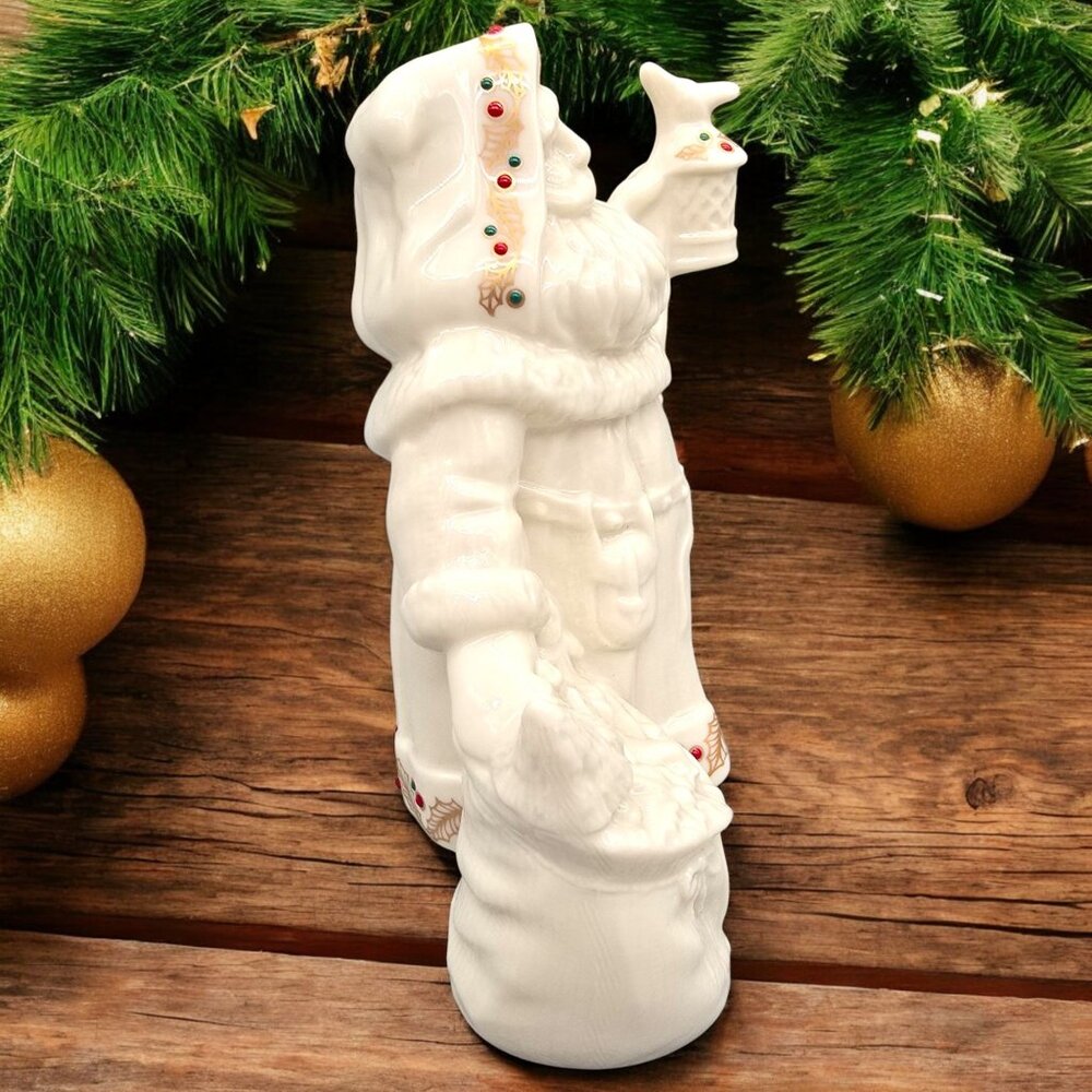 LENOX Jeweled Woodland Santa Figurine 1994 Christmas 2nd in Series Porcelain - Picture 2 of 9